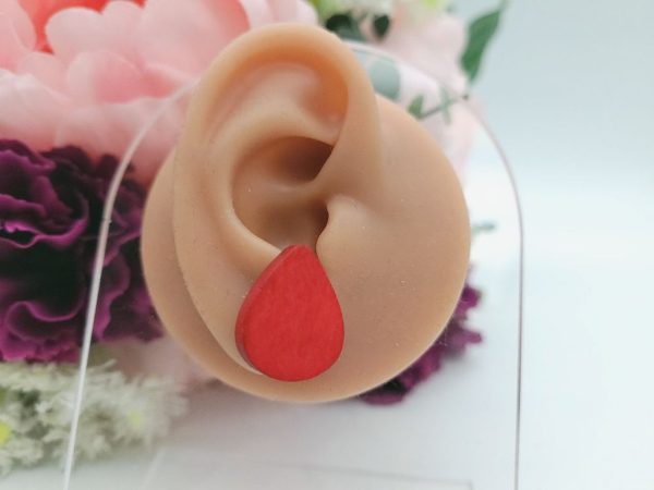 Holz Tropfen Ohrstecker bunt